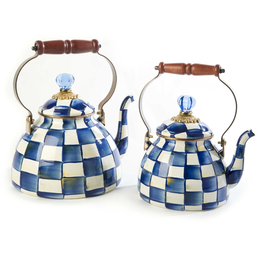 MacKenzie-Childs Royal Check Enamel Tea Kettle