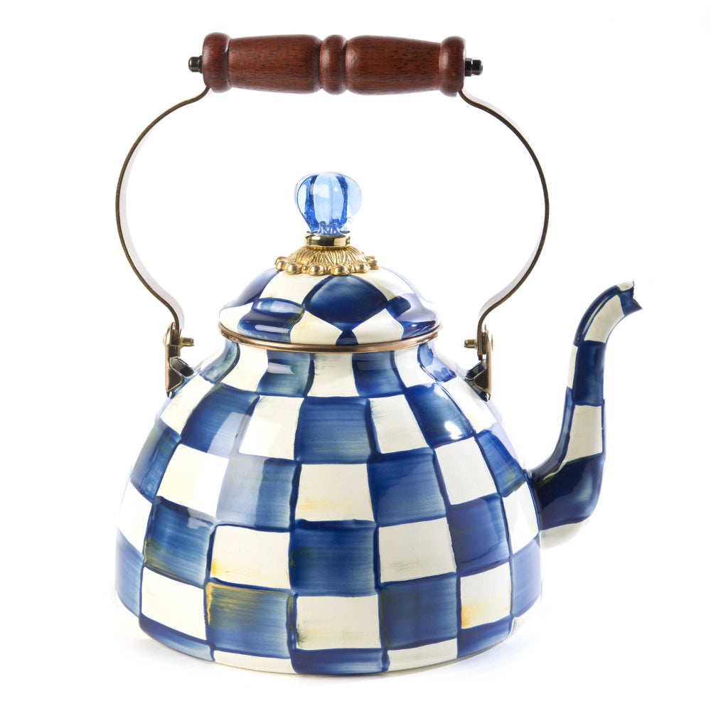 MacKenzie-Childs Royal Check Enamel Tea Kettle