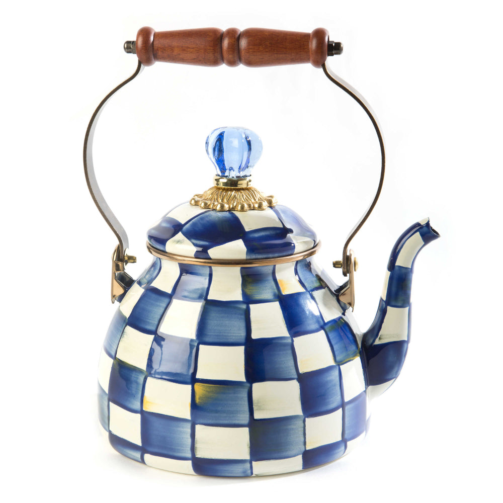 MacKenzie-Childs Royal Check Enamel Tea Kettle