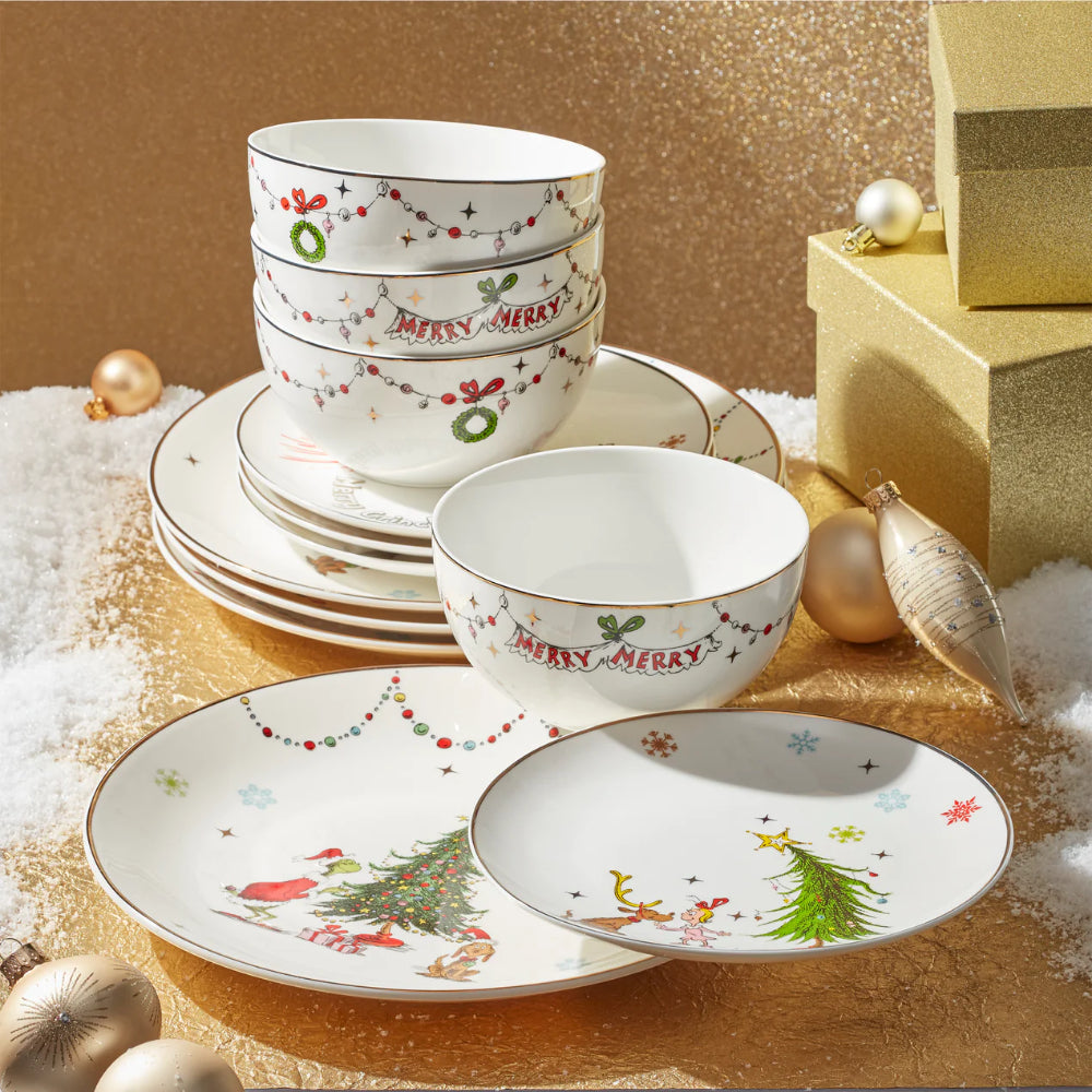 Christmas dinnerware service for 12 sale