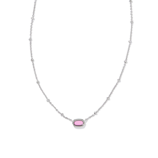 Kendra Scott Mini Elisa Pendant Necklace - Rhodium Fuchsia Magnesite