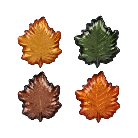 Vietri Autunno Glass Figural Leaf Canape Plate