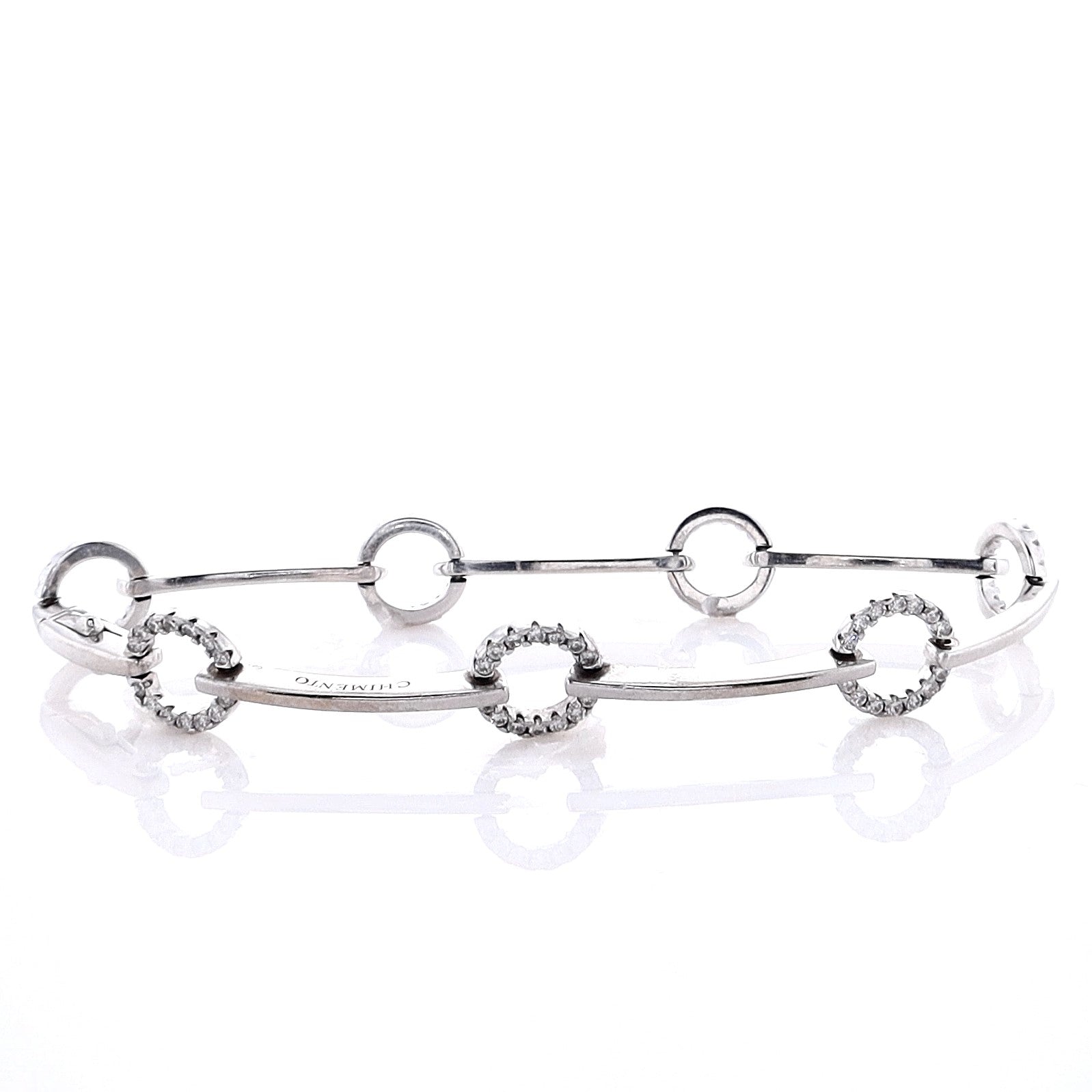 Estate Chimento 18k White Gold Circle Links and Polished Bar Diamond B Smyth Jewelers