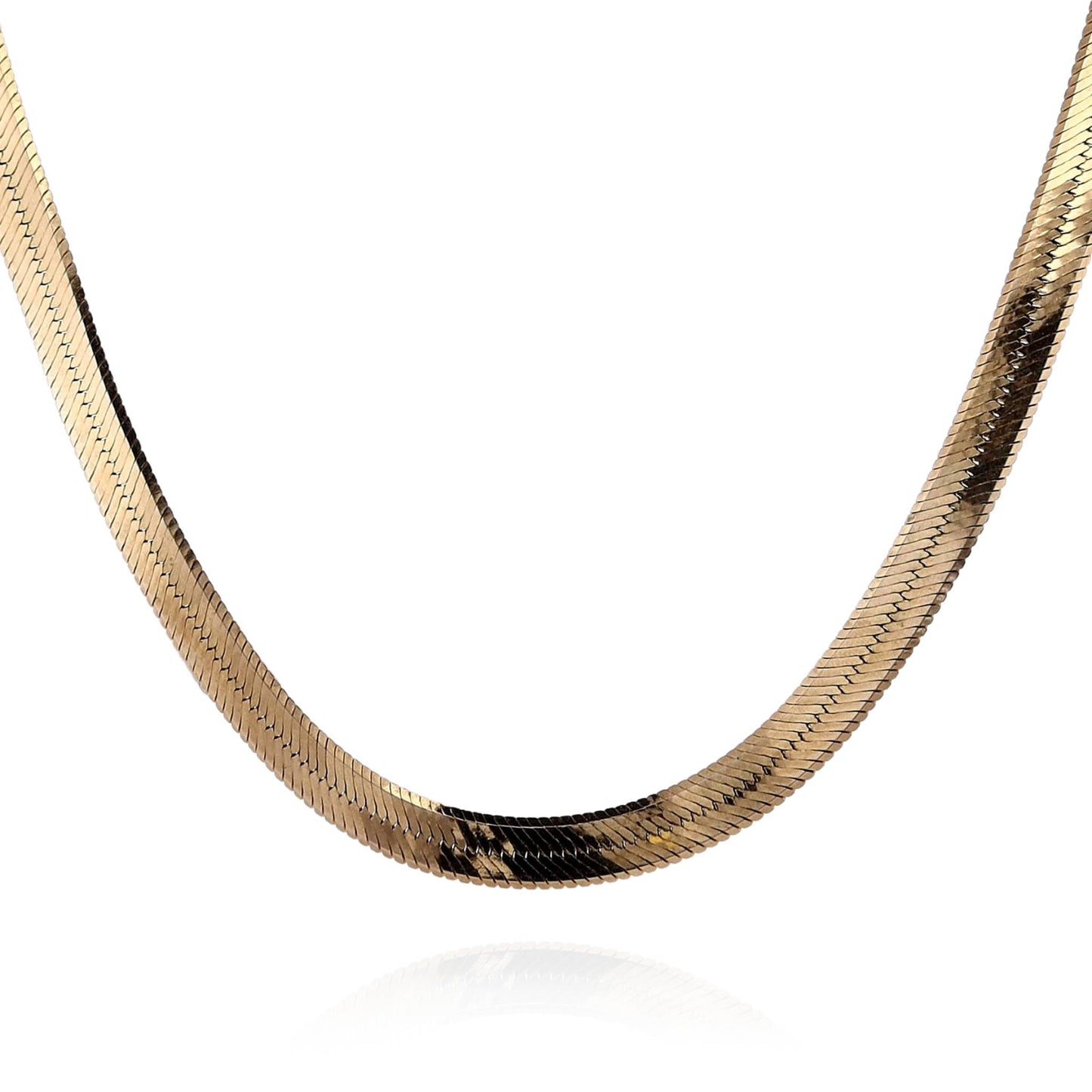 Estate 14k Yellow Gold 24" 6.2mm Herringbone Chain Necklace