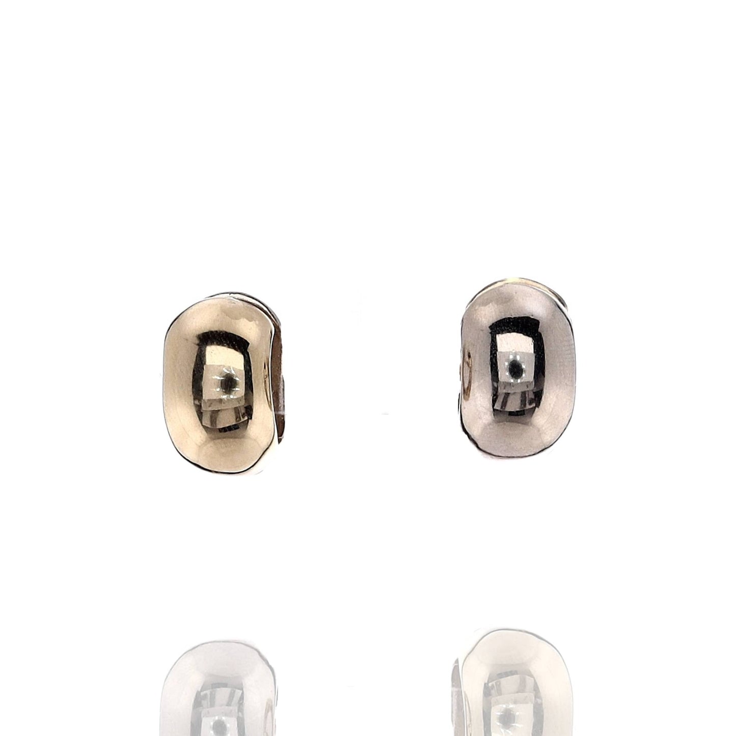 Estate 14k Yellow and White Gold Polished White/Yellow Reversible Huggie Hoop Earrings