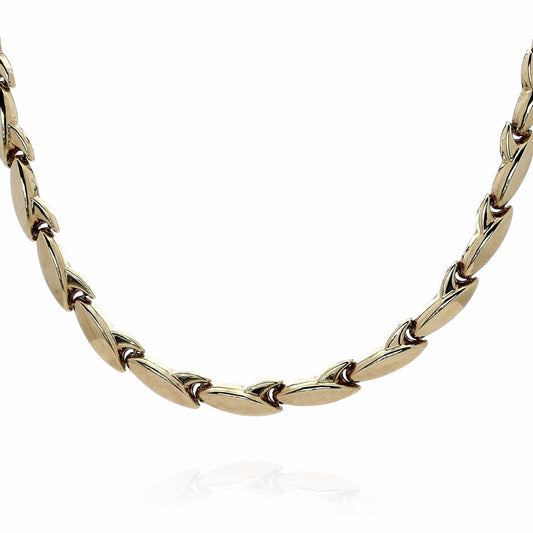 Estate 14k Yellow Gold 17.5" Polished Marquise Link Necklace