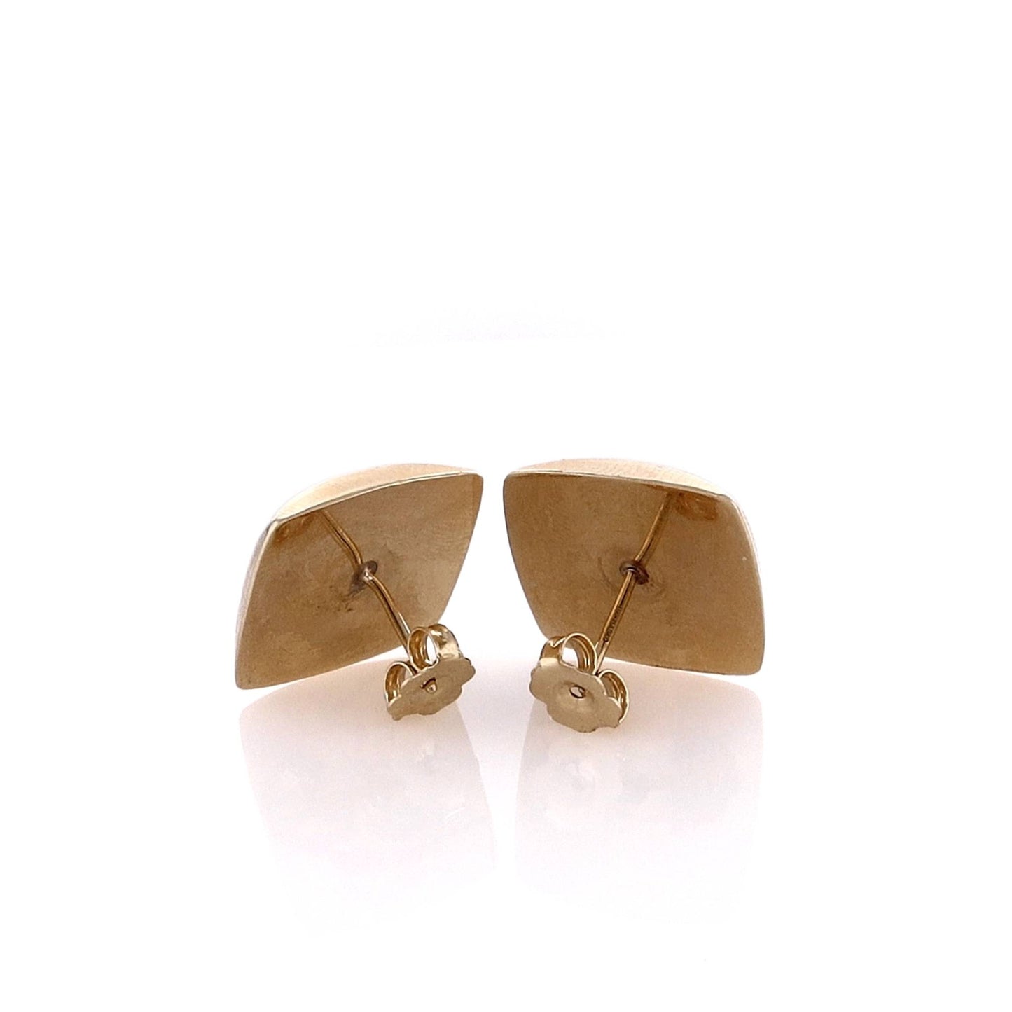 Estate 14 Karat Yellow Gold Polished Domed Squared Design Stud Earrings