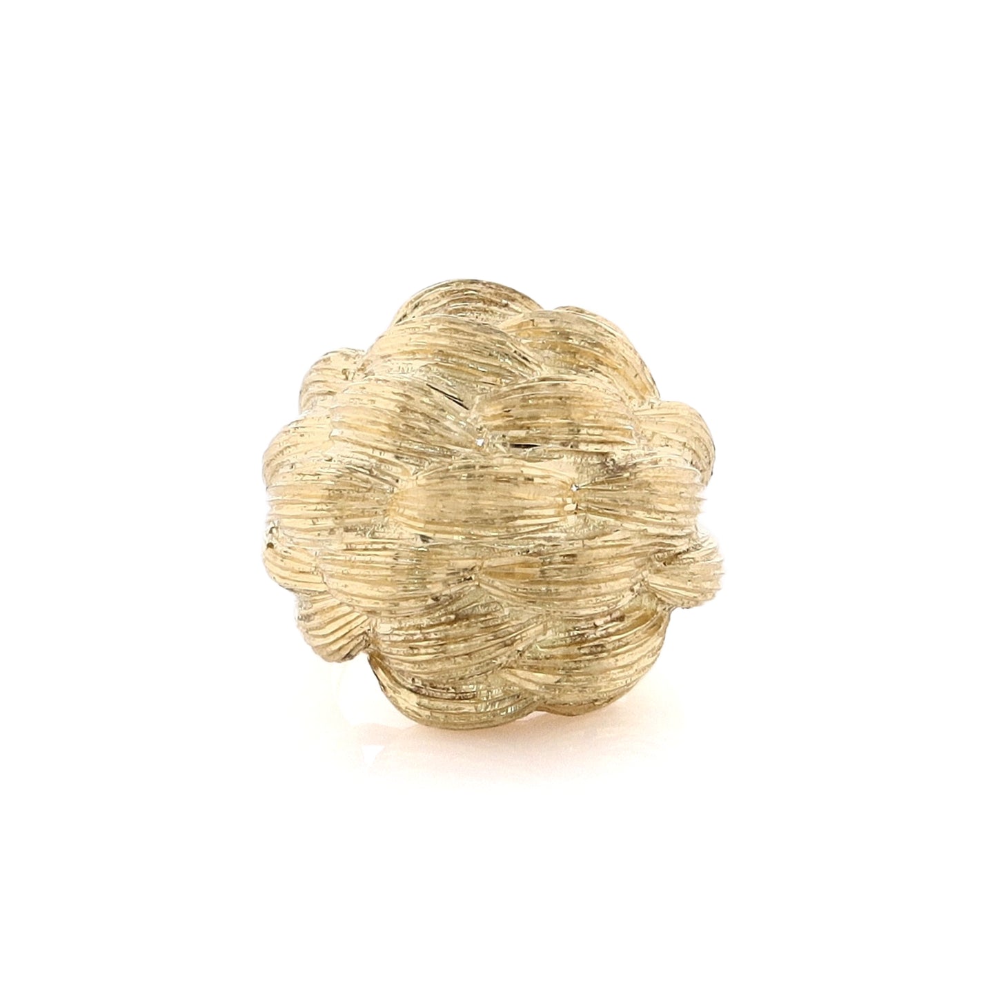 Estate 18 Karat Yellow Gold Domed Textured Basketweave Design Ring