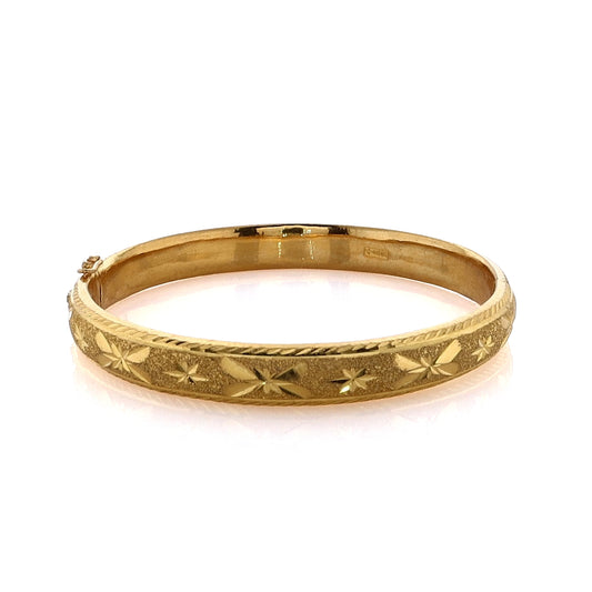 Estate 22 Karat Yellow Gold "X" Pattern Bangle Bracelet