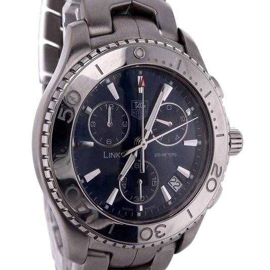 Estate Tag Heuer Gents Link Chronograph Stainless Steel Blue Dial Quartz CJ1112