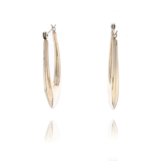 Estate 14 Karat Yellow Gold Tapered Polished Oval Hoop Earrings