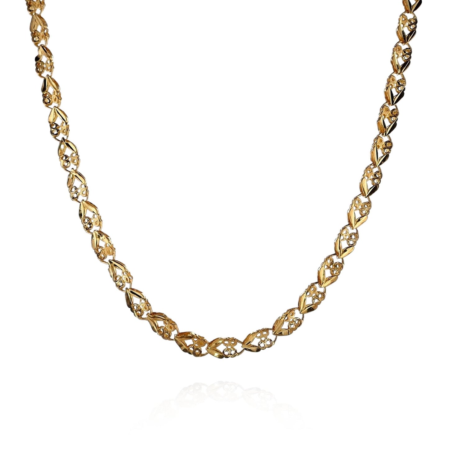 Estate 24k Yellow Gold 18" Small Circle and Inverted V Design Necklace