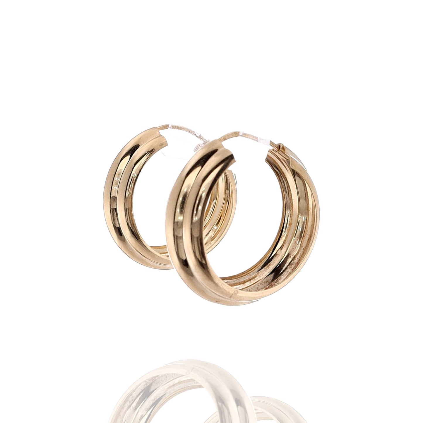 Estate 18k Yellow Gold Triple Tube Hoop Earrings