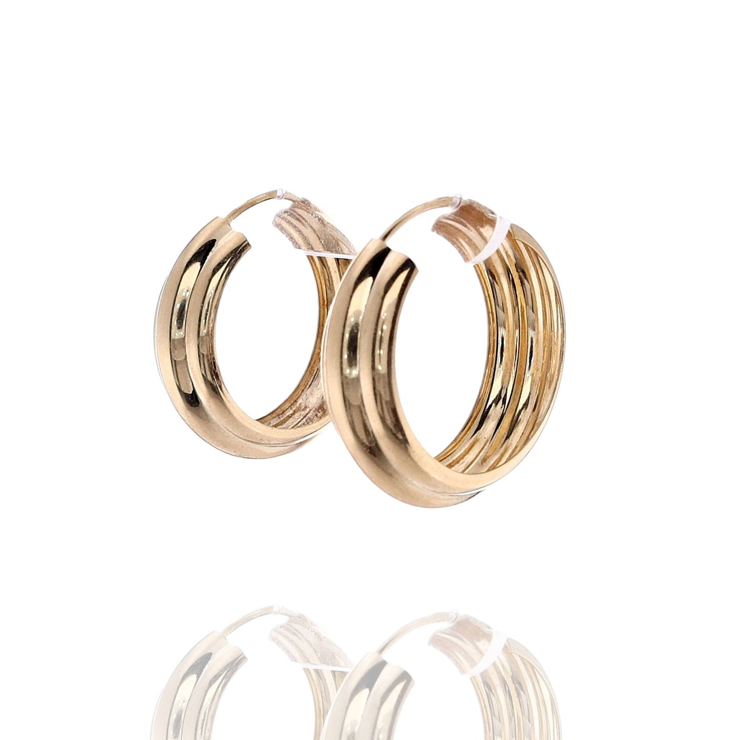 Estate 18k Yellow Gold Triple Tube Hoop Earrings