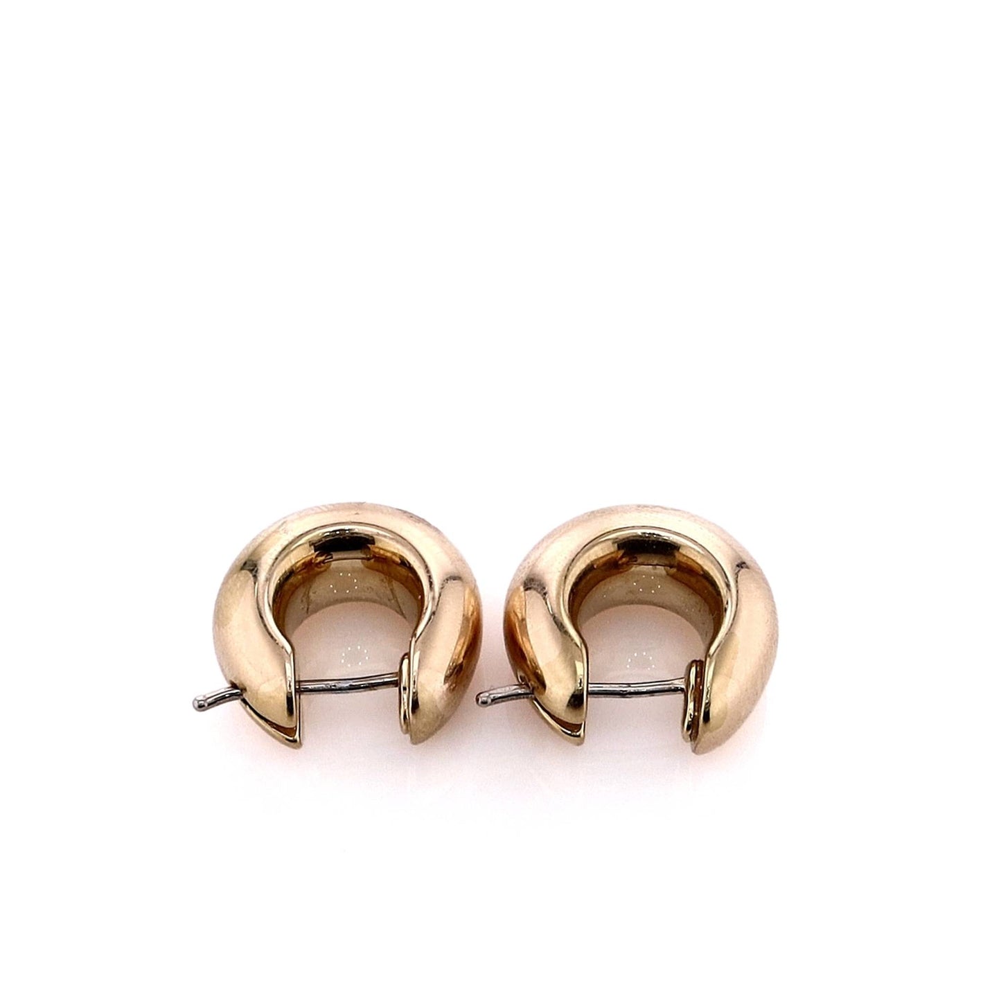 Estate 14k Yellow Gold Small Polish Puffed Hoop Earrings