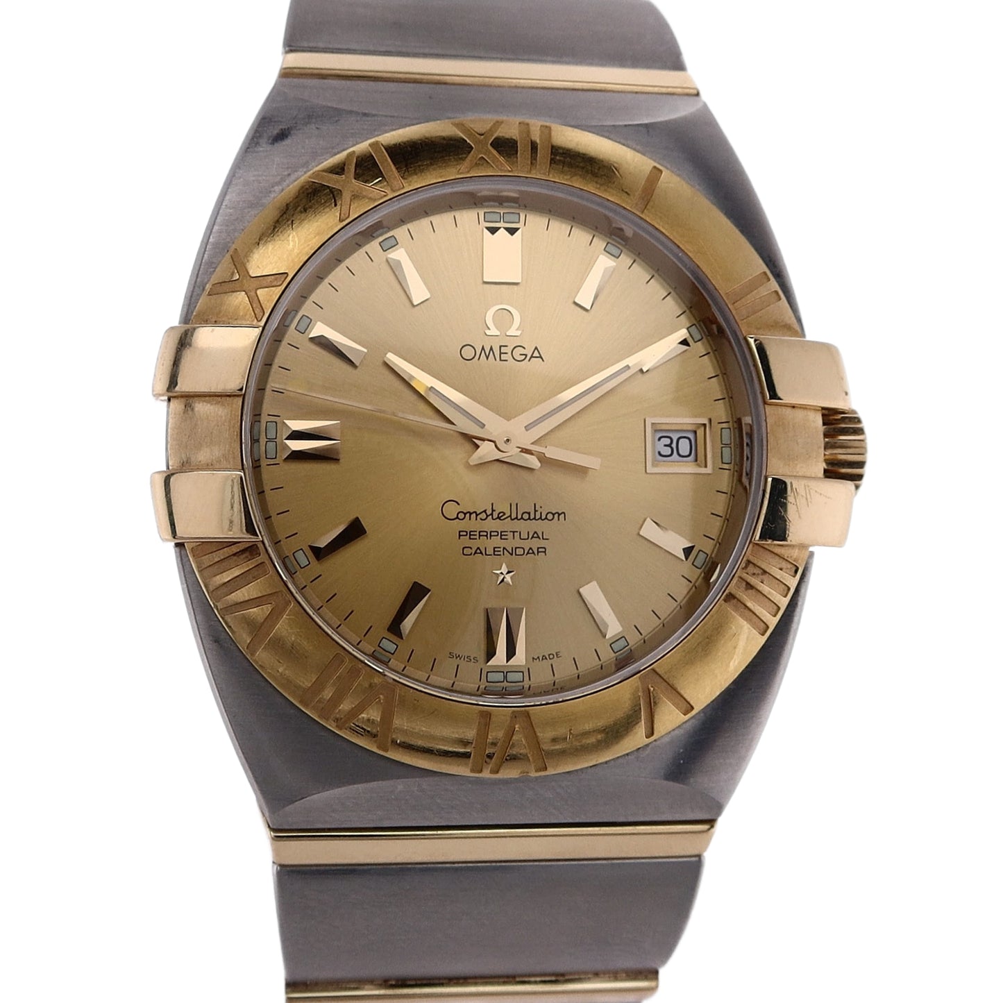 Estate Omega Two-Tone Gents Constellation Double Eagle Gold Dial Perpetual Calendar 1213.10.00