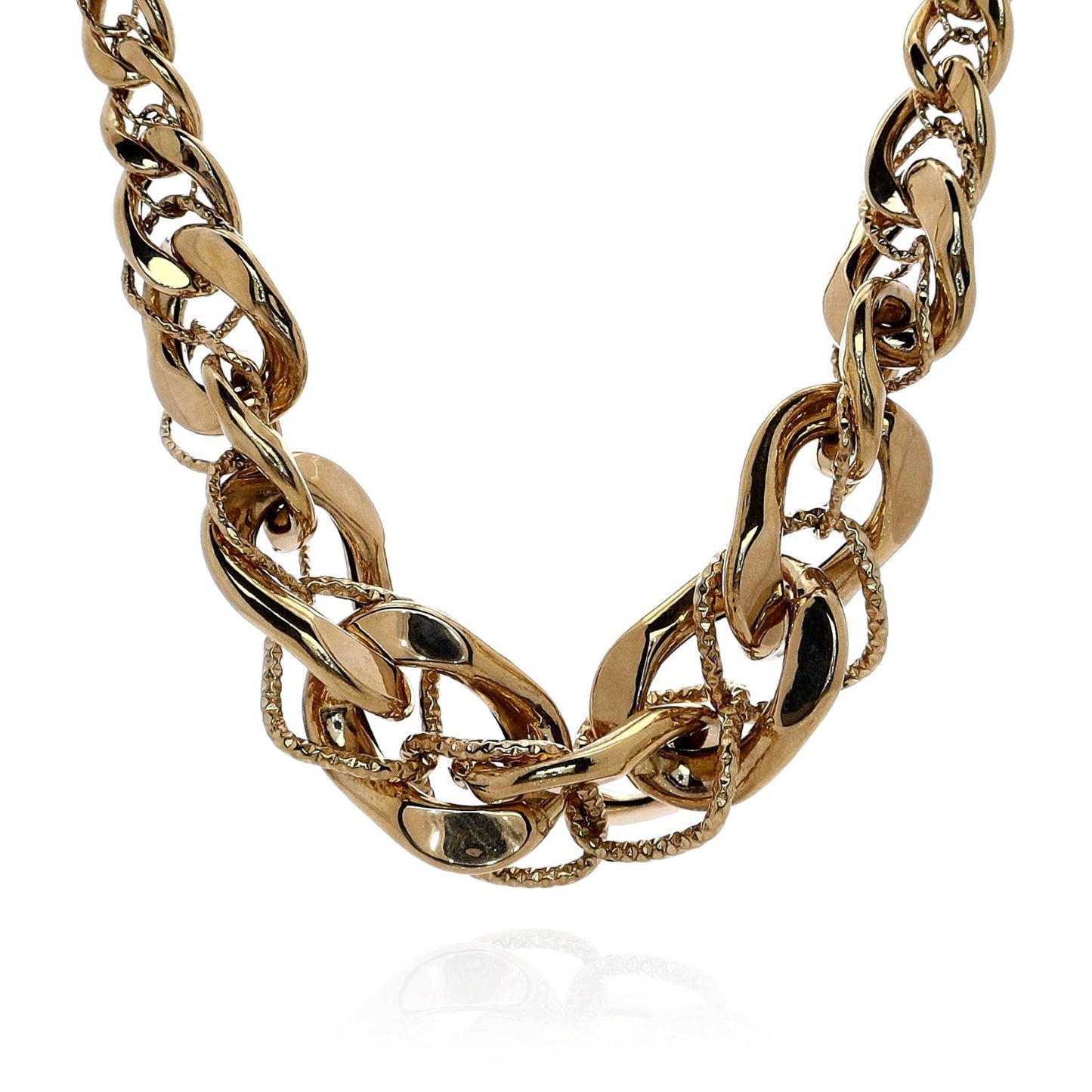 Estate 14k Yellow Gold 20" Graduated Curb and Twist Design Necklace