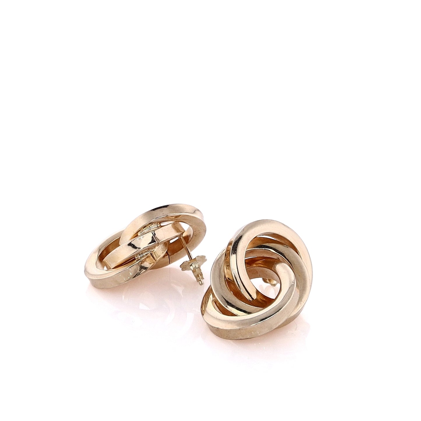 Estate 14 Karat Yellow Gold Triple Polished Intertwined Circles Design Earrings