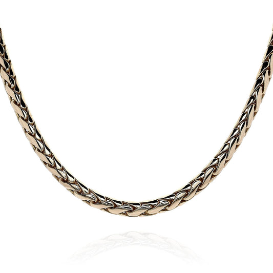 Estate 14k Yellow Gold 16" High Polish Domed Braided Design Necklace