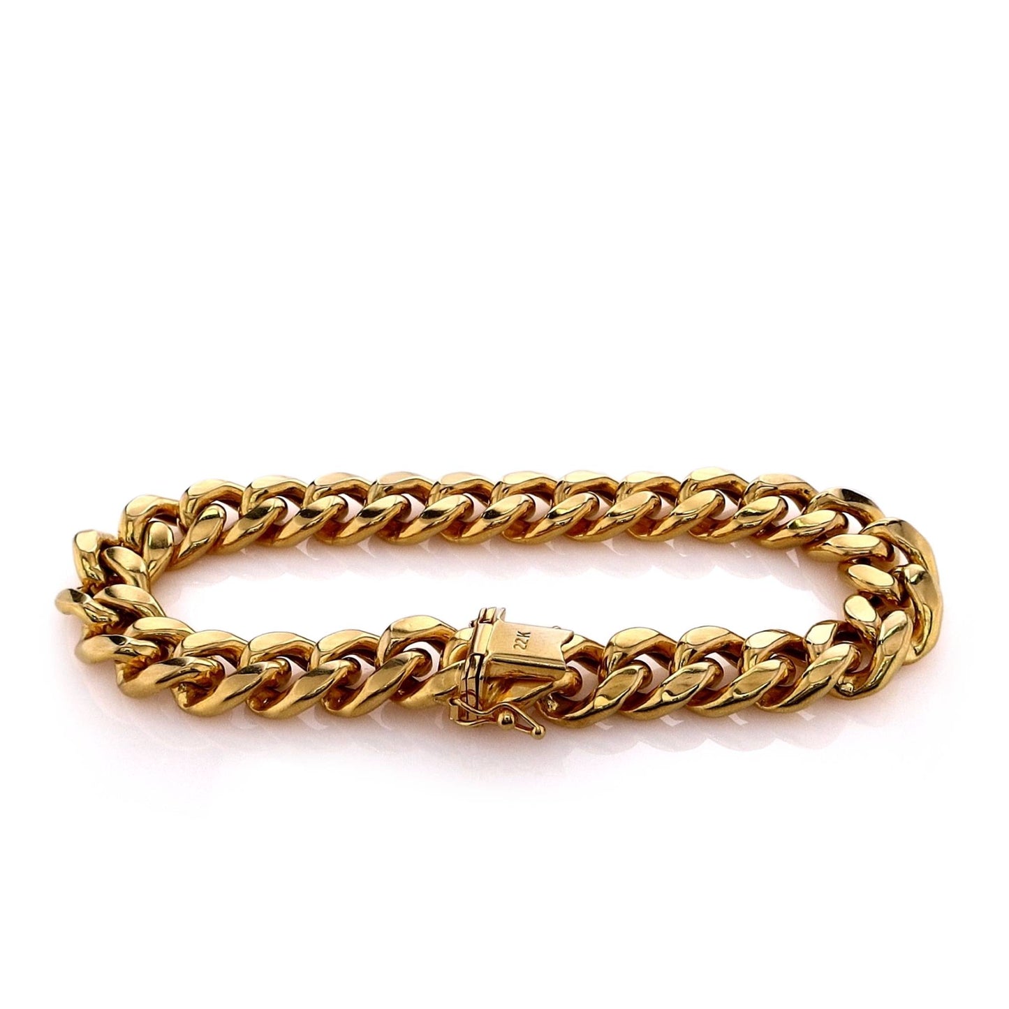 Estate 22k Yellow Gold 8.5" Polished 11mm Curb Link Chain Bracelet