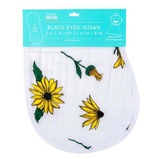 Little Hometown Black Eyed Susan Baby Burp and Bib