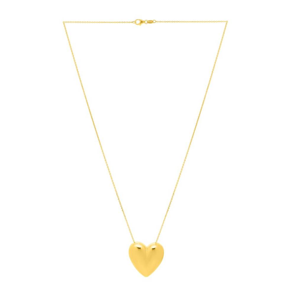 14k Yellow Gold Puffed Heart Pendant Necklace