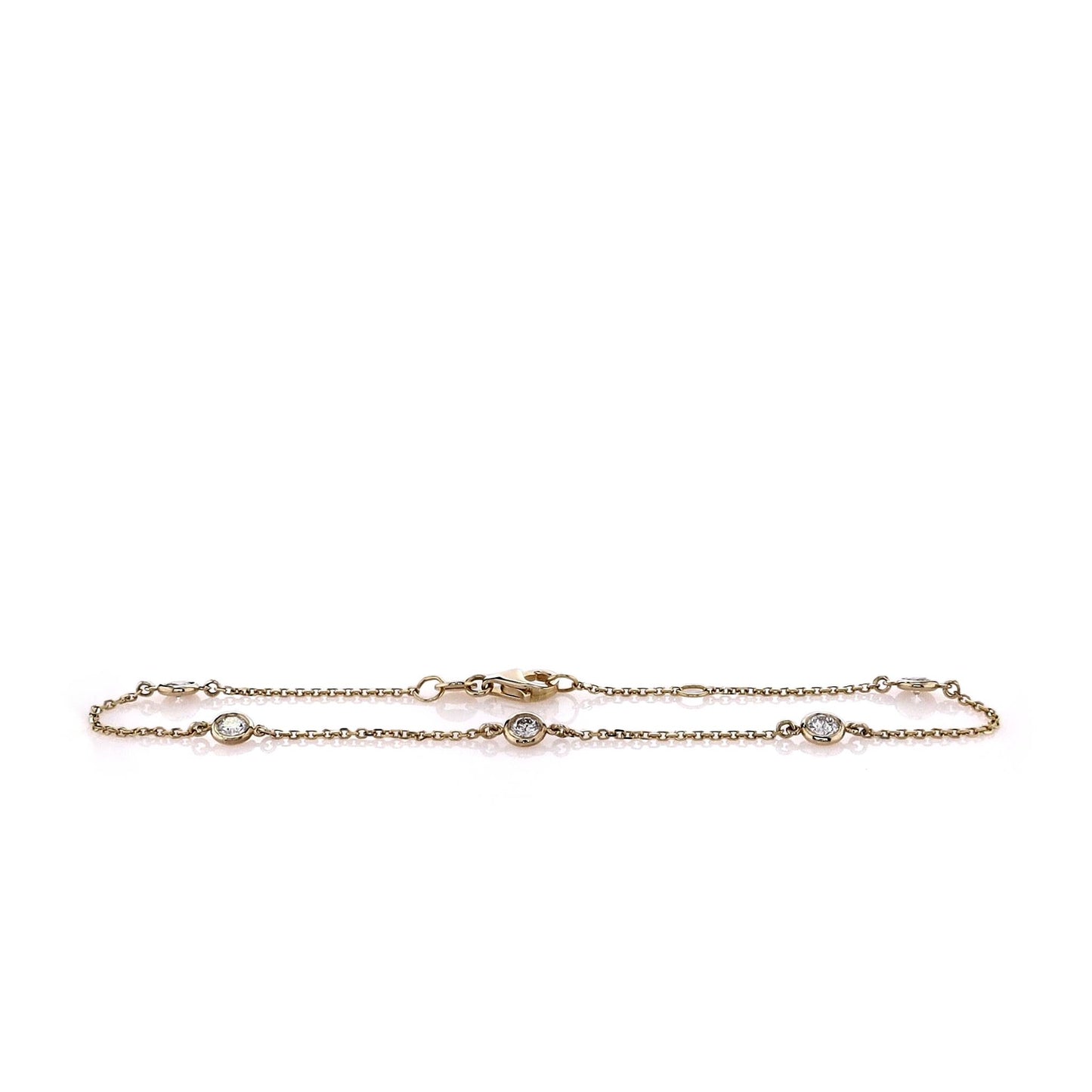 14k Yellow Gold 7.5" Diamonds By The Yard Diamond Station Bracelet