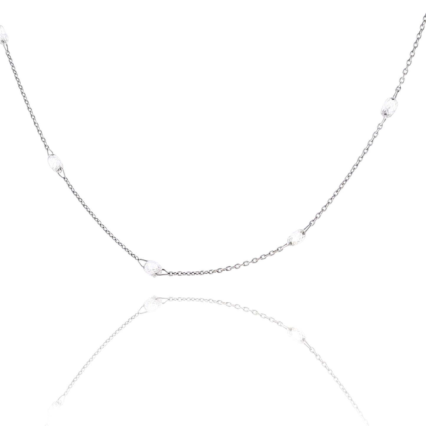 Estate 18 Karat White Gold Brio Adjustable Chain Diamond Necklace