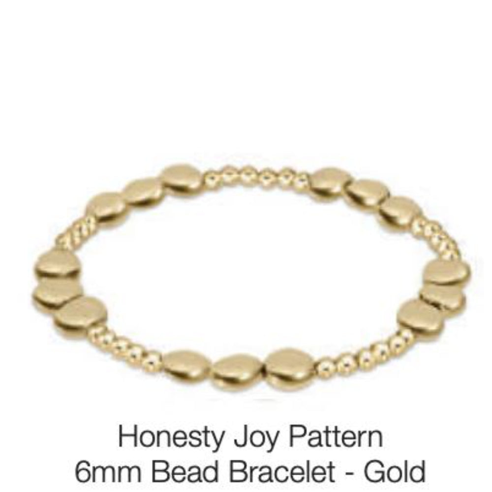 enewton 6.25" Honesty Joy Pattern 6mm Bead Bracelet - Gold