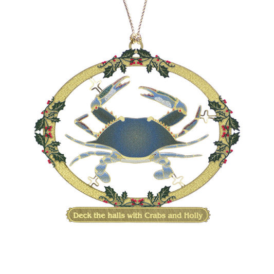 Smyth Exclusive Holiday Crab Ornament "Deck the Halls with Crabs and Holly"