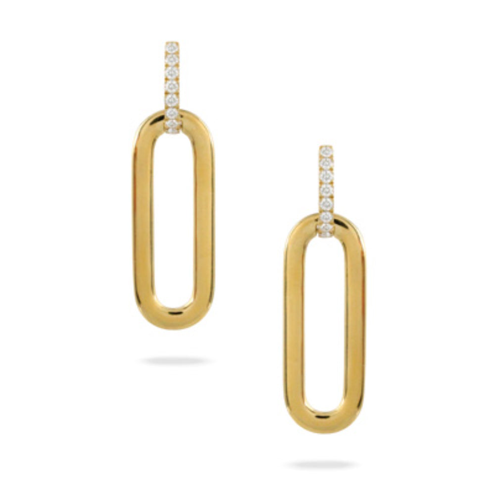 18k Gold Oval Drop Earrings