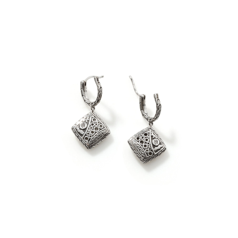 Silver outlet Diamond Square Drop Earring