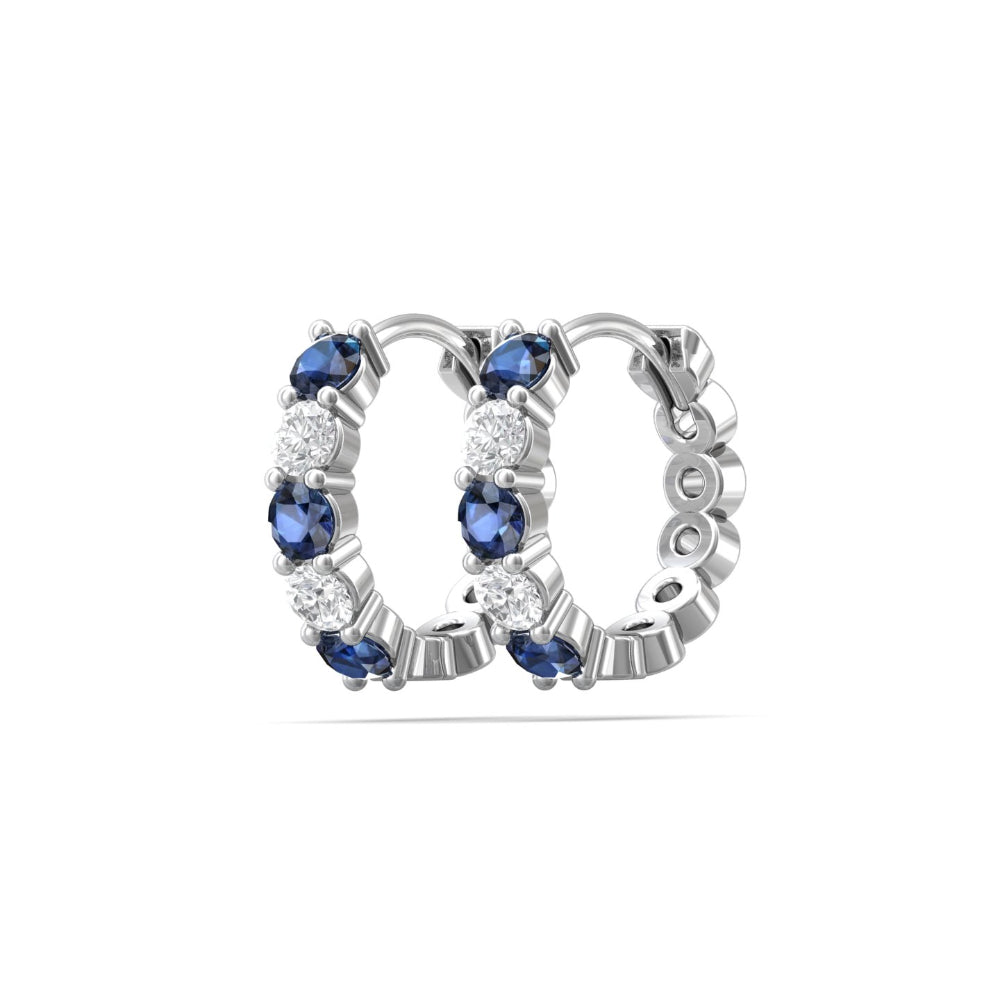Martin Flyer 14k Diamond & Sapphire Huggie Hoop Earrings