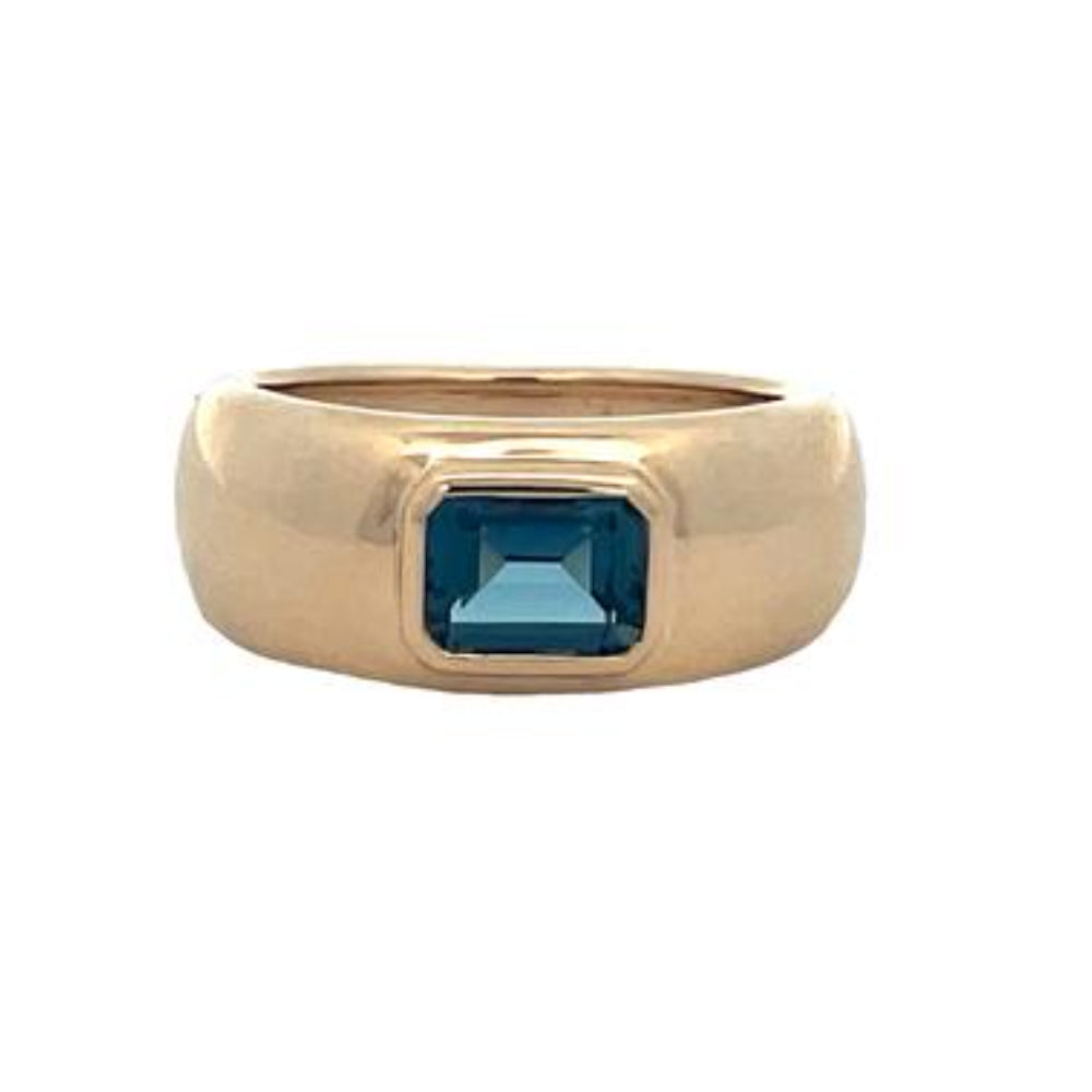 14k Gold Dome Ring with Blue Topaz