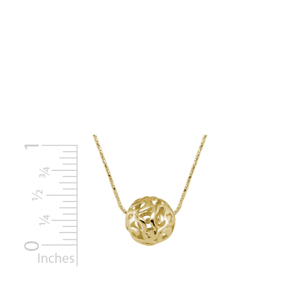 14Y Gold Sphere Pendant Necklace 18"