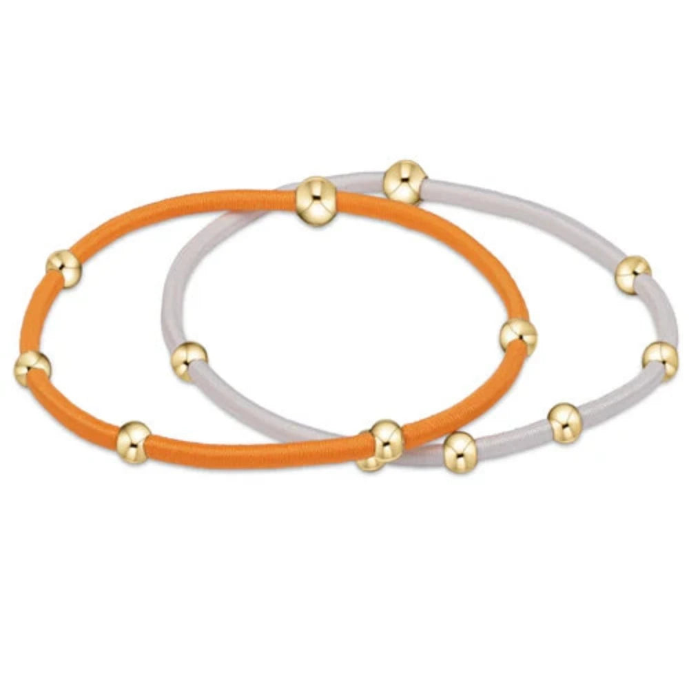 enewton "e"ssentials Gameday Orange-White Hair Bracelets - Set of 2