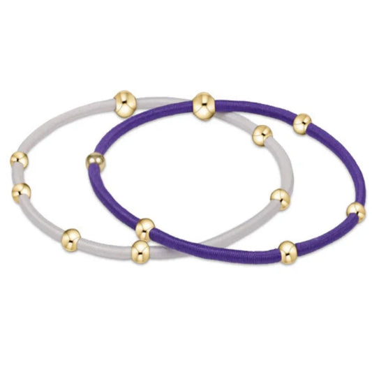 enewton "e"ssentials Gameday Purple-White Hair Bracelets - Set of 2