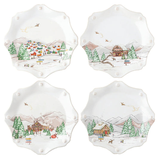 Juliska Berry & Thread Dessert/Salas Plate North Pole-Set of 4