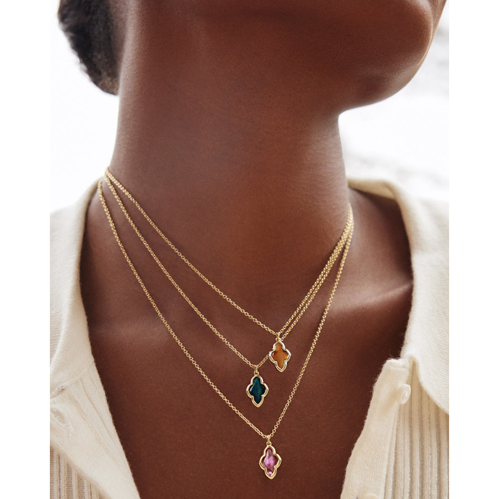 Kendra Scott Abbie Gold Framed Short Pendant Necklace Smyth Jewelers