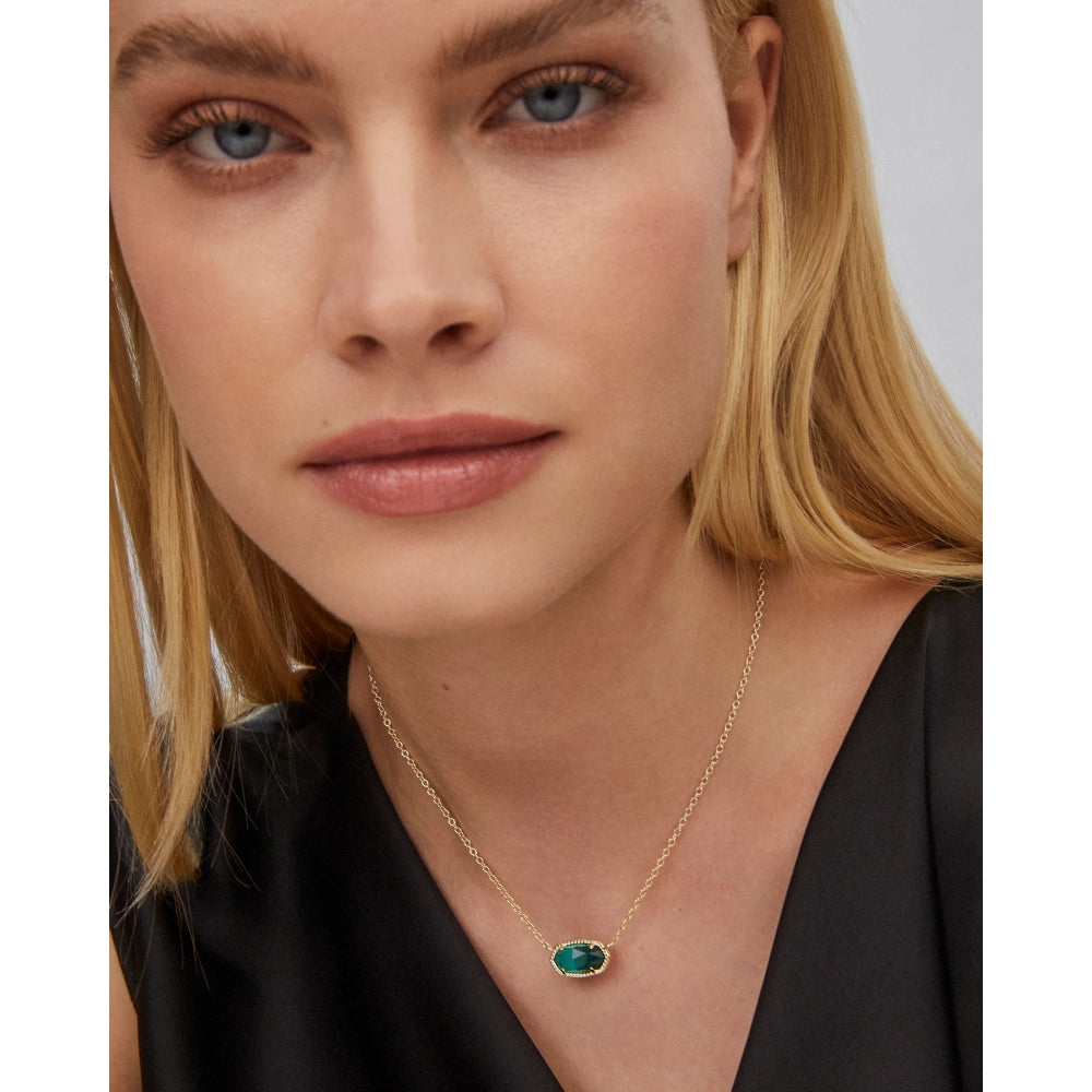 Kendra Scott Elisa Gold Pendant Necklace in Emerald Cat's Eye