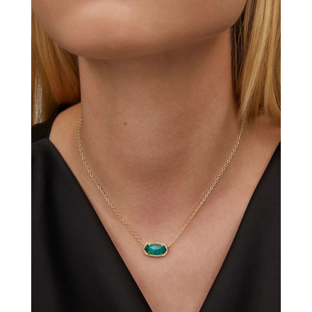 Kendra Scott Elisa Gold Pendant Necklace in Emerald Cat's Eye