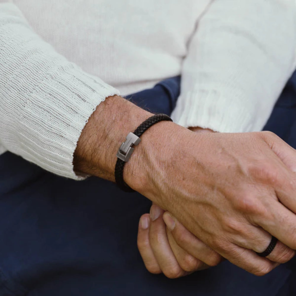 Steel & Barnett Men's Leather "Archie" Bracelet