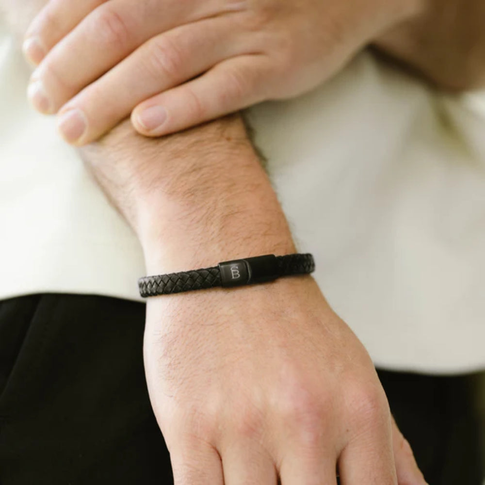 Steel & Barnett Men's Black Edition Leather Bracelet