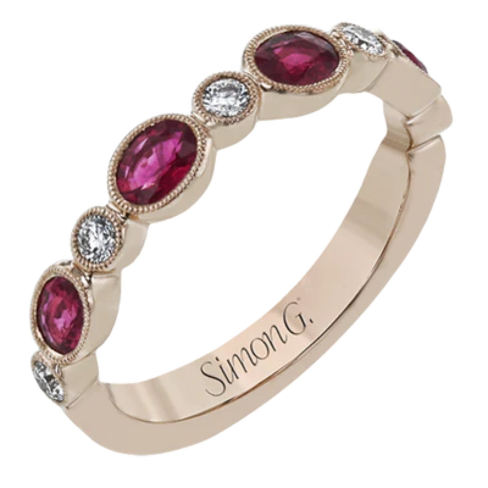 Simon G. 18k Rose Gold Ruby and Diamond Band