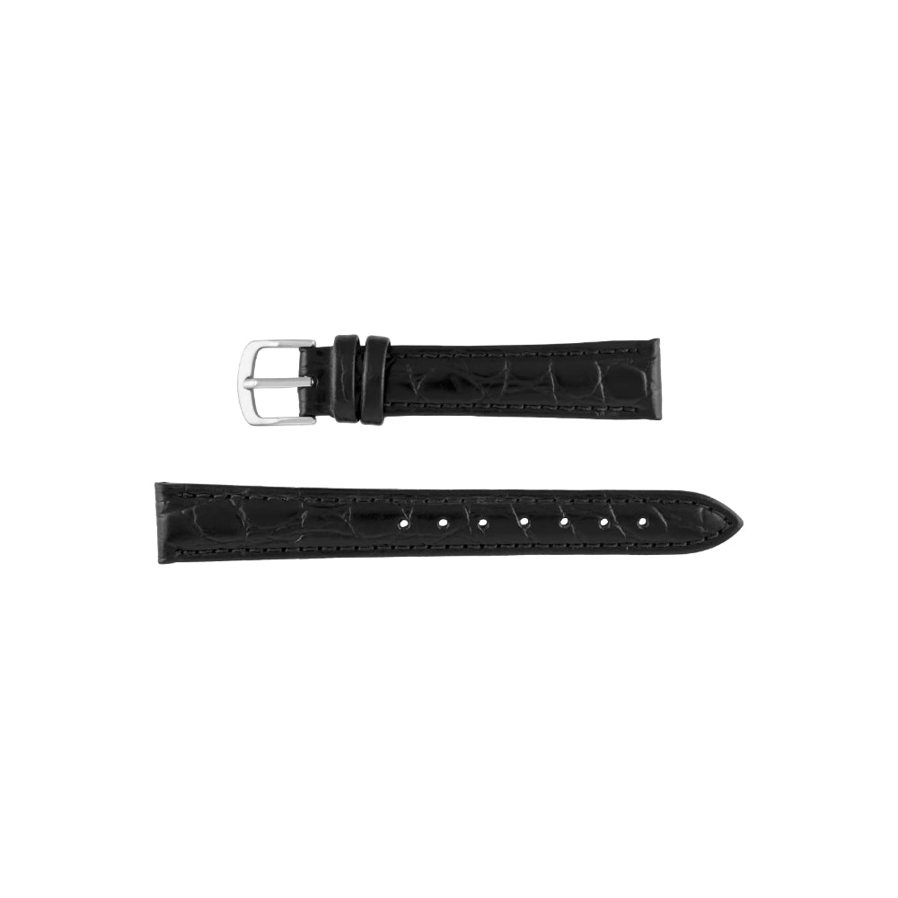 Ladies Genuine Crocodile Grain Leather Watch Band - Black