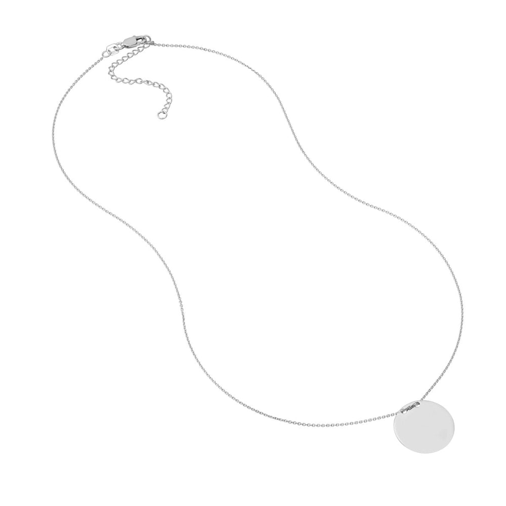 Sterling Silver Engravable Round Disc Necklace