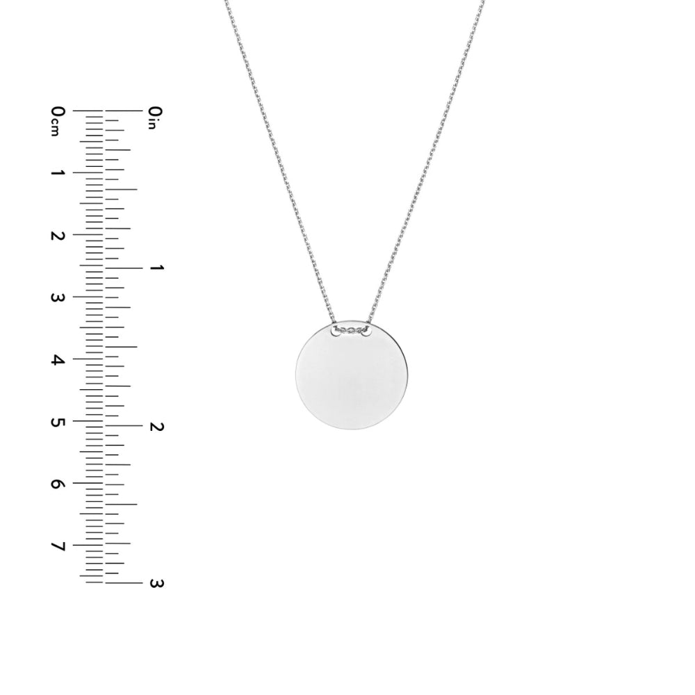 Sterling Silver Engravable Round Disc Necklace