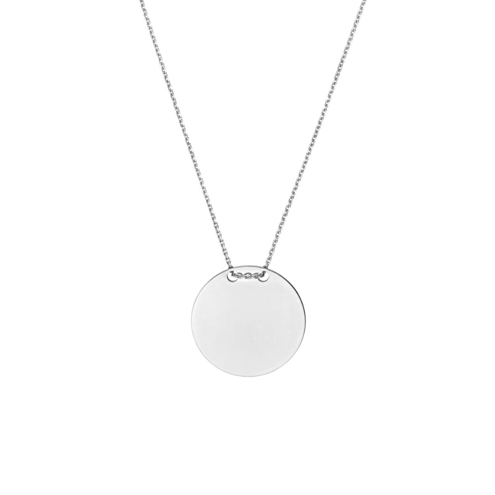 Sterling Silver Engravable Round Disc Necklace