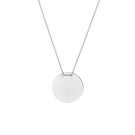 Sterling Silver Engravable Round Disc Necklace