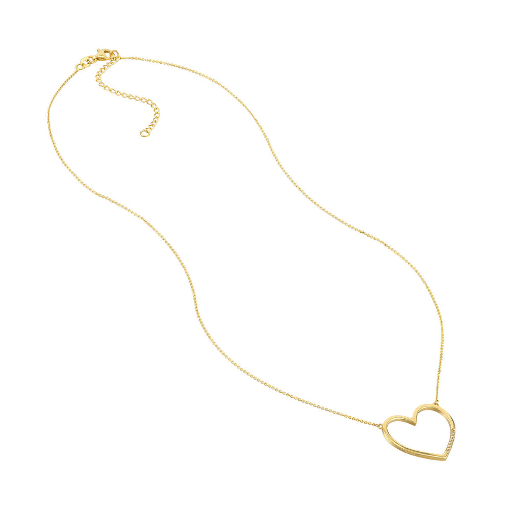 14k Gold Open Heart Pendant Necklace